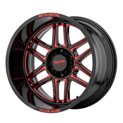 MOTO METAL - 20 x 10 MM FOLSOM GLOSS BLACK MILLED W/ RED TINT - 8X170