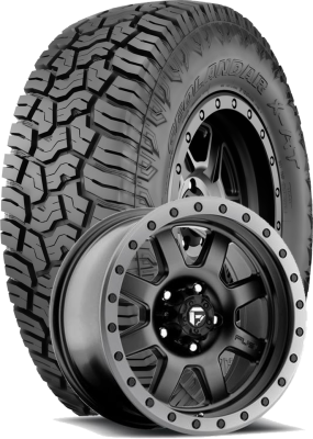 Yokohama Tire - 33x12.50R20 Geolandar X-AT on 20x9  Fuel Trophy 551 Black