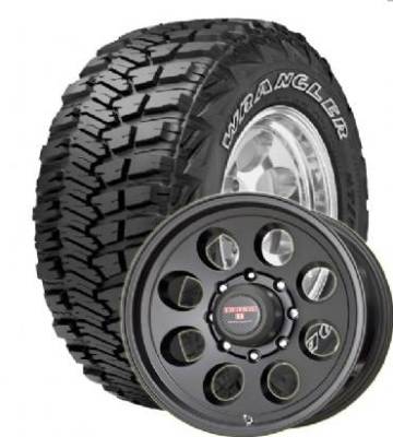 Goodyear - 35X12.50R20LT Goodyear MT/R on DR Tracker II Black Wheels