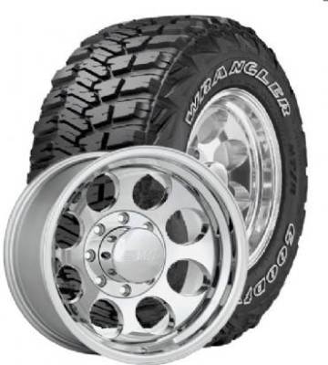 Goodyear - 35X12.50R20LT Goodyear MT/R on DR Tracker II Polished Wheels