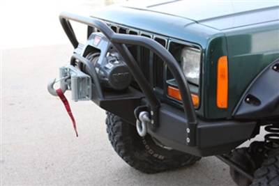 Rock Hard 4X4 - Rock Hard 4x4 Bolt On Front Bumper Brush/Grille Guard - Jeep Cherokee XJ