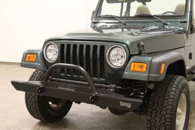 Rock Hard 4X4 - Rock Hard 4x4 Mid Width Legendary Front Bumper Straight Up Hoop - Jeep CJ/YJ/TJ