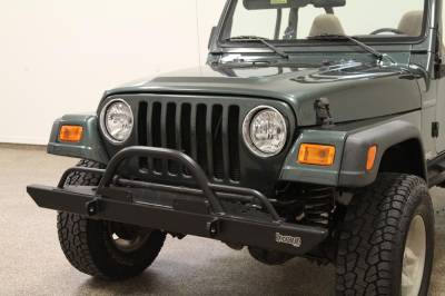 Rock Hard 4X4 - Rock Hard 4x4 Full Width Legendary Front Bumper Straight Up Hoop w/ Tube Extensions - Jeep CJ/YJ/TJ