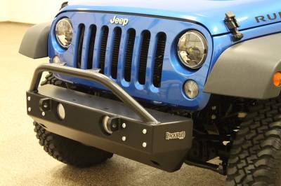 Rock Hard 4X4 - Rock Hard 4X4 Patriot Series Grille Width "Stubby" Front Bumper - Jeep Wrangler JK 2D/4D