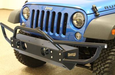 Rock Hard 4X4 - Rock Hard 4X4 Patriot Series PreRunner Grille Width Front Bumper w/ Tube Extensions - Jeep Wrangler JK 2D/4D