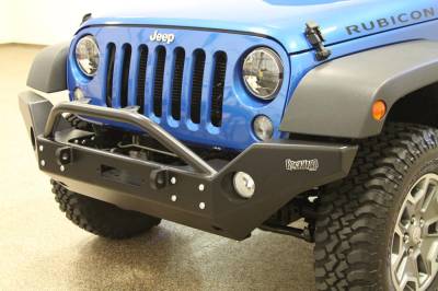 Rock Hard 4X4 - Rock Hard 4X4 Patriot Series Full Width Front Bumper w/ Lowered Winch Mount - Jeep Wrangler JK 2D/4D