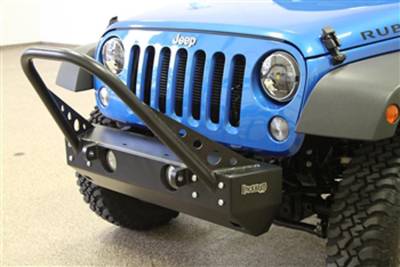 Rock Hard 4X4 - Rock Hard 4X4 Patriot Series Grille Width "Stubby" Front Bumper w/ Stinger - Jeep Wrangler JK 2D/4D