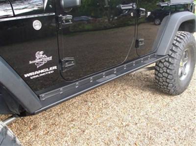 Rock Hard 4X4 - Rock Hard 4X4 Patriot Series "Boat Side" Rock Sliders w/ Smooth Plate - Jeep Wrangler JK 4D