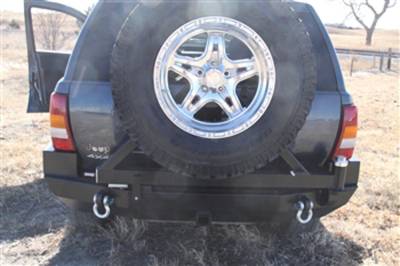 Rock Hard 4X4 - Rock Hard 4X4 Patriot Series Rear Bumper w/ Tire Carrier - Jeep Grand Cherokee WJ