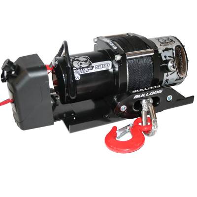 Bulldog Winch - 5800lb Trailer Winch, 50' Synthetic Rope, Hawse Fairlead, Mount Plate, Low Profile