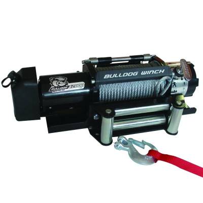 Bulldog Winch - 12000lb Trailer Winch, Wire Rope, Roller Fairlead