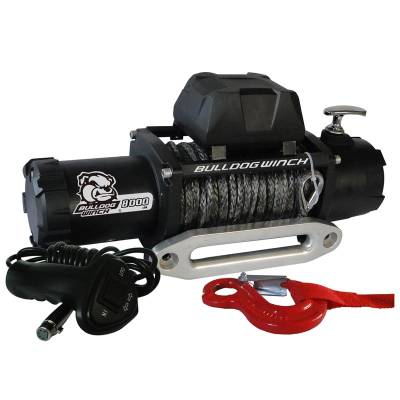 Bulldog Winch - 8000lb Winch w/5.2hp Series Wound Motor,100ft Synthetic Rope, Aluminum Fairlead