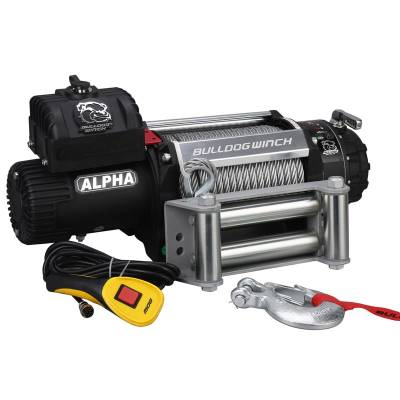 Bulldog Winch - 15000lb Alpha Truck Winch, Wire rope, Roller Fairlead