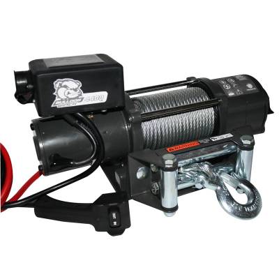 Bulldog Winch - 4400lb Trailer/Utility Winch 55' Wire Rope, Roller Fairlead, Mount Plate