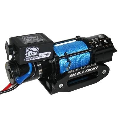 Bulldog Winch - 4400lb Trailer/Utility Winch 50' Synthetic Rope, Hawse Fairlead, Mount Plate