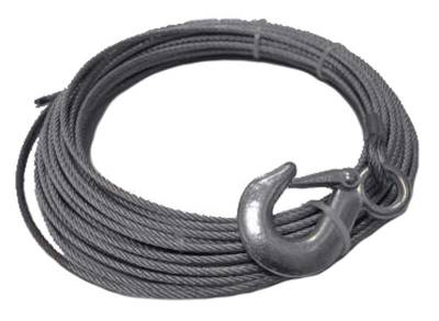 Bulldog Winch - Wire Rope, 15001 5/32" x 50' (4mm x 15.2m) - includes hook