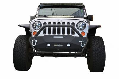 DV8 Offroad - Steel Stubby Front Bumper 16 w/ Fog Lights for 07-17 Jeep Wrangler