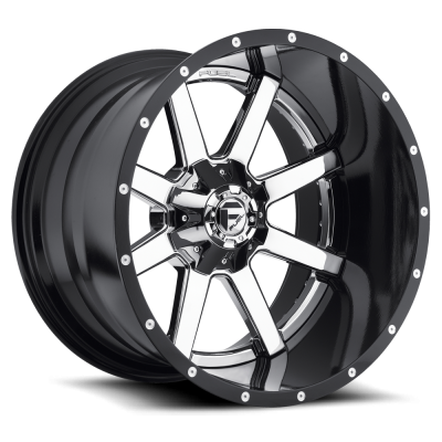 Fuel Wheel - 22 x 12  FUEL 2PC MAVERICK CHROME PLATED GLOSS BLACK LIP - 8X180 - 4.77 BS