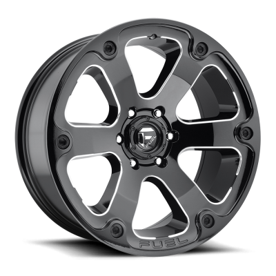 Fuel Wheel - 20 x 12  FUEL 1PC BEAST GLOSS BLACK MILLED - 6X135 - 4.77 BS