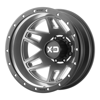 XD SERIES WHEELS - 20 x 7.5 XD  MACHETE DUALLY MATTE GRAY W/ BLACK RING - 8X6.5 - 9.84" BS