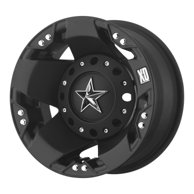 XD SERIES WHEELS - 16 x 6 XD  ROCKSTAR DUALLY MATTE BLACK REAR - 8X6.5 - -1.78" BS