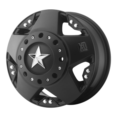 XD SERIES WHEELS - 16 x 6 XD  ROCKSTAR DUALLY MATTE BLACK FRONT - 8X6.5 - 7.87" BS