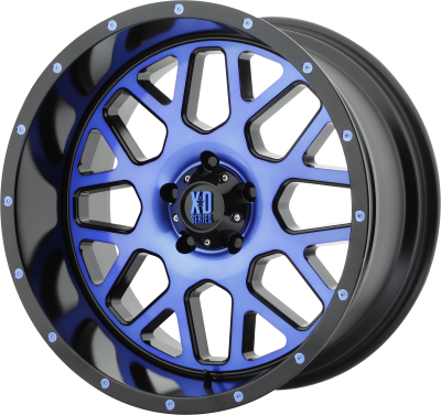 XD SERIES WHEELS - 20 x 10 XD  GRENADE SATIN BLACK MACH FACE W/ BLUE TINTED CLEAR COAT - 5X5.0 - 4.56" BS