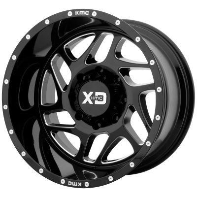 XD SERIES WHEELS - 20 x 12 XD  FURY GLOSS BLACK MILLED - 6X5.5 - 4.77" BS