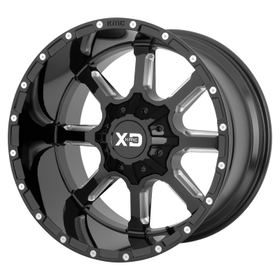 XD SERIES WHEELS - 20 x 10 XD  MAMMOTH GLOSS BLACK MILLED - BLANK - 4.79" BS