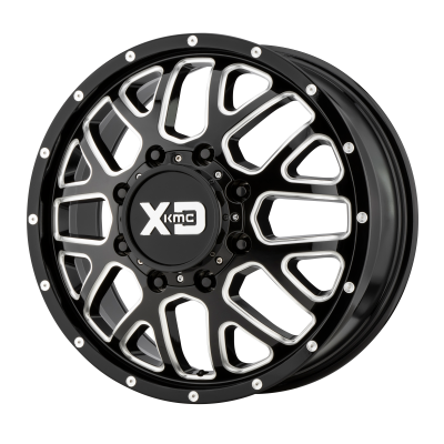 XD SERIES WHEELS - 20 x 8.25 XD  GRENADE DUALLY GLOSS BLACK MILLED - FRONT - 8X6.5 - 9.63" BS