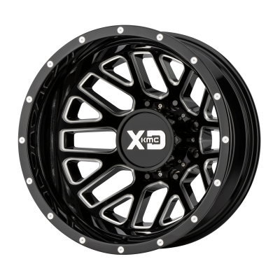 XD SERIES WHEELS - 20 x 8.25 XD  GRENADE DUALLY GLOSS BLACK MILLED - REAR - 8X200 - -3.17" BS