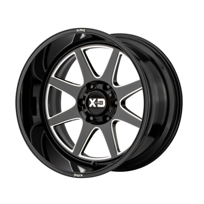 XD SERIES WHEELS - 20 x 12 XD  PIKE GLOSS BLACK MILLED - 5X5.0 - 4.77" BS