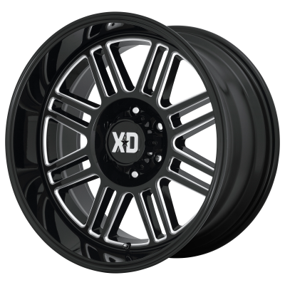 XD SERIES WHEELS - 20 x 10 XD  CAGE GLOSS BLACK MILLED - 5X5.0 - 4.79" BS