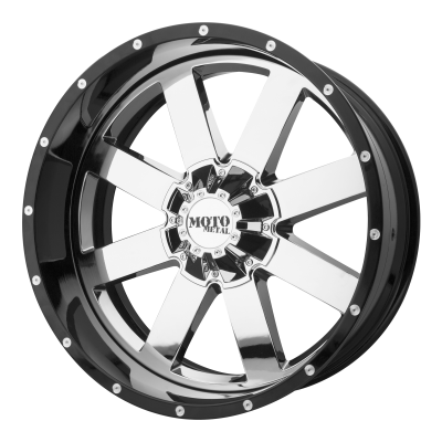 MOTO METAL - 20 x 10 MM MO200 CHROME CENTER W/ GLOSS BLACK MILLED LIP - 5X5.0