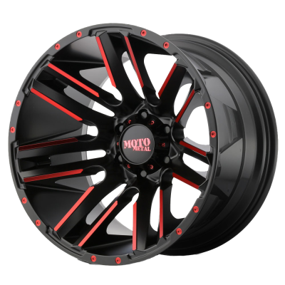 MOTO METAL - 20 x 10 MM RAZOR SATIN BLACK MACHINED W/ RED CLEAR COAT - 5X5.5