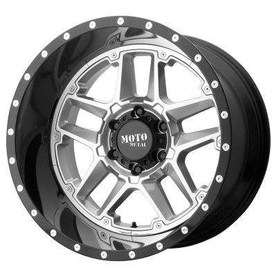 MOTO METAL - 20 x 12 MM SENTRY GLOSS SILVER CENTER W/ GLOSS BLACK LIP - 5X5.0