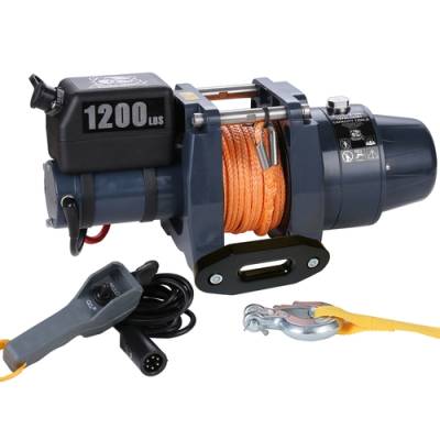 Bulldog Winch - Bulldog Winch Hoist 1200 LB 12v DC - Synthetic Rope