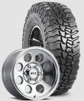 Mickey Thompson - 35X12.50R17LT  M/T BAJA BOSS Tires on Tracker III Polished Wheels