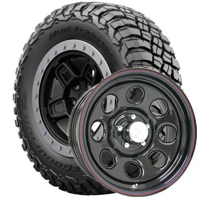 BF Goodrich - 285/70R17 BFG Mud Terrain KM3 on 17x9 Black Steel Mountain Crawler