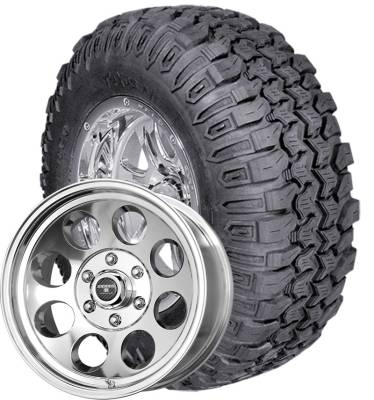 Interco Tire - 35x12.50R15 Interco Trxus MT Radial on DR Tracker II Polished Wheels