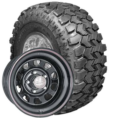 Interco Tire - 285/75R16 Swamper SSR Radial on 16x8 US Black Rock Crawler