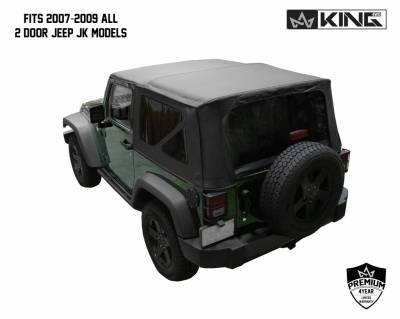 King 4WD - King 4WD Premium Replacement Soft Top, Black Diamond With Tinted Windows, Jeep Wrangler JK 2 Door 2010-2018