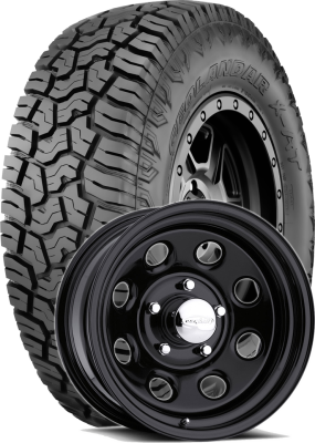 Yokohama Tire - 35x12.50R17 Geolandar X-AT on 17x9 Black Steel Mountain Crawler