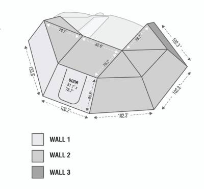 Overland Vehicle Systems - Nomadic Awning 270 - Side Wall 1 With Door and Window - Dark Gray With Storage Bag - Driver