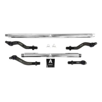 Apex Chassis - Apex Chassis Jeep 2.5 Ton Tie Rod & Drag Link Assembly Dana 30 No Flip Polished Aluminum For 18-22 Jeep Wrangler 19-21 Gladiator