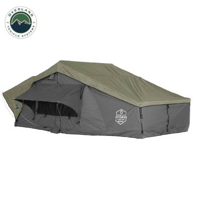 Overland Vehicle Systems - N4E Nomadic 4 Extended Roof Top Tent Gray Body Green Rainfly