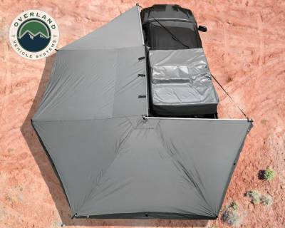 Overland Vehicle Systems - Nomadic 270 Driver - Dark Gray Awning with Bracket Kit and Extended Poles