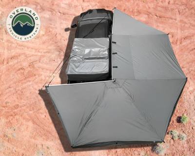 Overland Vehicle Systems - Nomadic 270 Passenger - Dark Gray Awning with Bracket Kit and Extended Poles