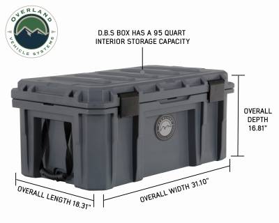 Overland Vehicle Systems - D.B.S.  - Dark Grey 95 QT Dry Box with Wheels, Drain, and Bottle Opener