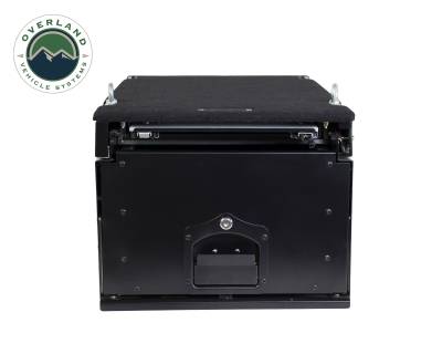 Overland Vehicle Systems - Cargo Box With Slide Out Drawer & Working Station Size - Black Powder Coat